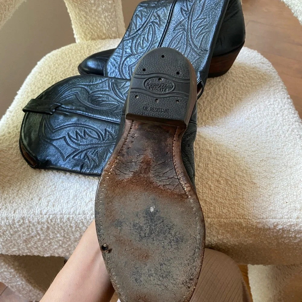 Vintage leather cowboy boots - Picture 4 of 6
